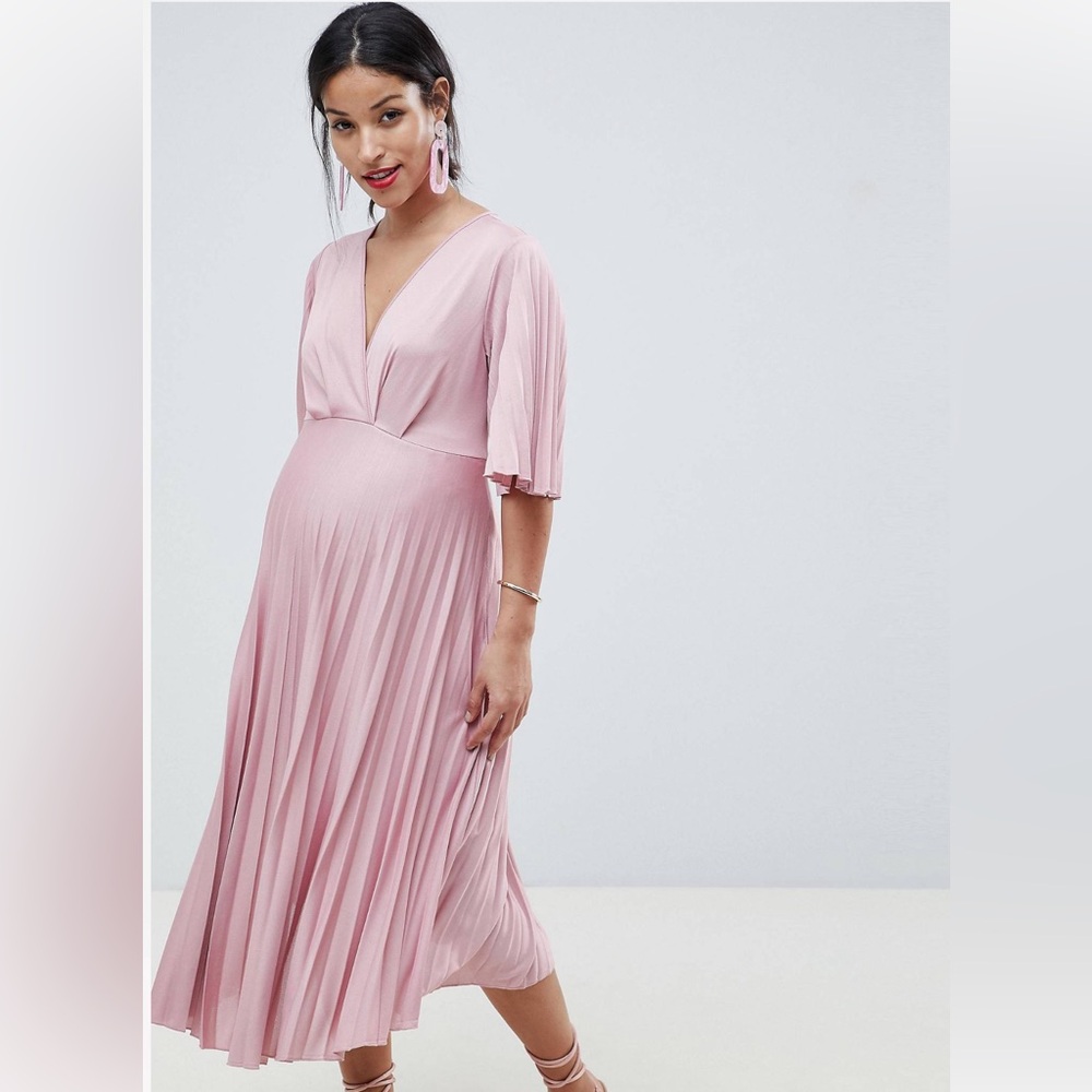 ASOS DESIGN Maternity Kimono Pleated Midi Dress 6